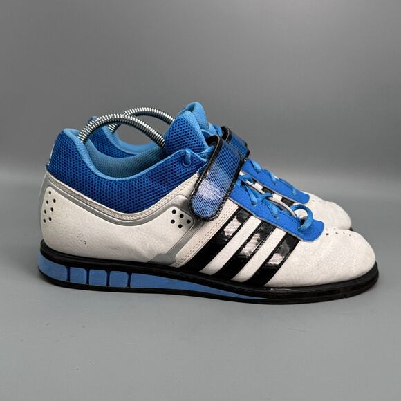 Adidas Powerlift 2.0 Men's 8.5 White Black Athletic Running Sneakers Low Top - Picture 1 of 9